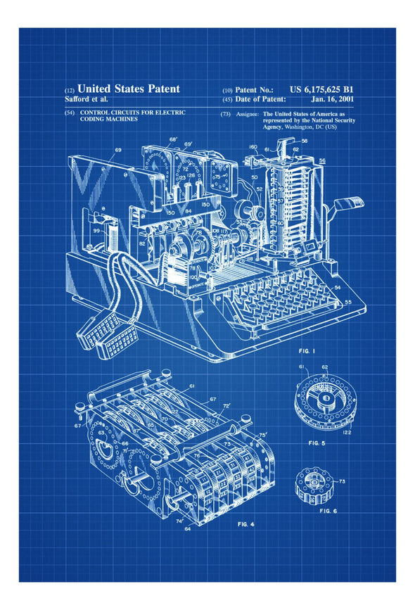 Enigma Machine Patent - Patent Print, Wall Decor, Spycraft, WWII, Spies, Secret Messages, Cipher Machine, Blueprint