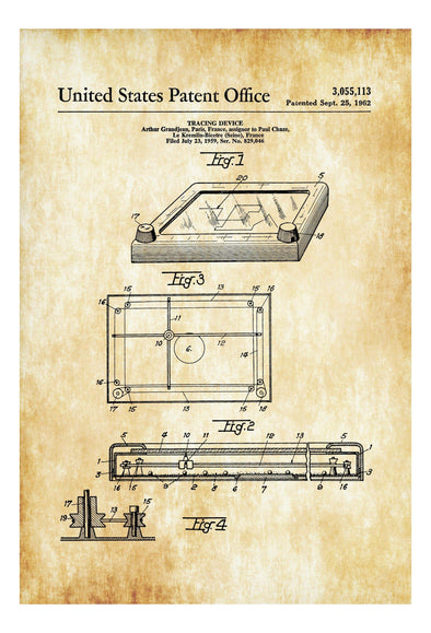 Etch A Sketch Patent - Patent Print, Retro Toys, Game Room Art, Play Room Art, Kids Room Wall Art, Toy Patent, Vintage Toy, Kids Room Decor mws_apo_generated mypatentprints Parchment #MWS Options 2924456410 