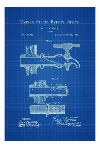 Faucet Patent Print 1882 - Wall Decor, Blueprint Poster Wall Art, Gardening Art, Yard Work, Vintage Tool, Kitchen Art, Water Patent, Faucet mws_apo_generated mypatentprints White #MWS Options 449751167 