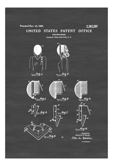 Fencing Mask Patent - Patent Print, Wall Decor, Fencing Art, Fencing Patent, Fencing Gift, Fencing Mask