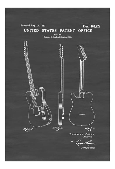 Fender Telecaster Guitar Patent 1951 - Patent Print, Wall Decor, Music Poster, Music Art, Musical Instrument Patent, Guitar Patent, Fender mws_apo_generated mypatentprints Parchment #MWS Options 1249748684 