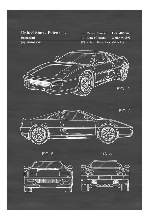 Ferrari 360 Patent - Patent Print, Wall Decor, Automobile Decor, Automobile Art, Classic Car, Ferrari Patent. Ferrari 360, Ferrari Spider