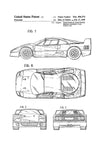 Ferrari F40 Patent - Patent Print, Wall Decor, Automobile Decor, Automobile Art, Classic Car, Ferrari Patent
