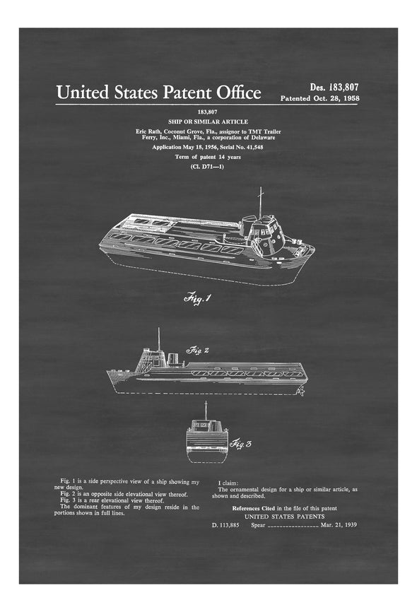 Ferry Boat Patent - Patent Print, Vintage Nautical, Naval Art, Sailor Gift, Sailing Decor, Nautical Decor, Boating Decor, Ferry Ship Patent Art Prints mypatentprints 