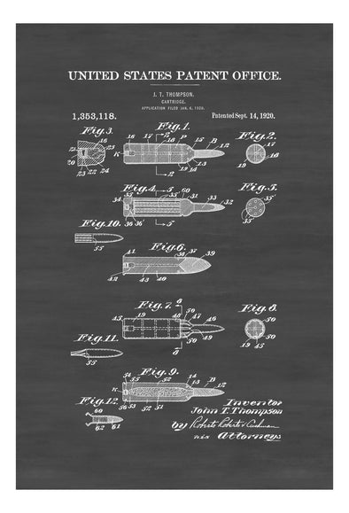 Firearm Cartridge Patent - Patent Print, Gun Art, Firearm Art, Western Art, Gun Patent, Firearm Patent, Law Enforcement Gift, Bullet Patent Art Prints mypatentprints 10X15 Parchment 