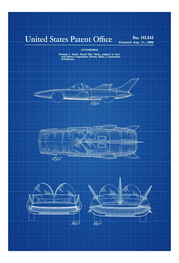 Firebird III Automobile Patent - Patent Print, Wall Decor, Automobile Decor, Automobile Art, Classic Car, General Motors Patent Art Prints mypatentprints 