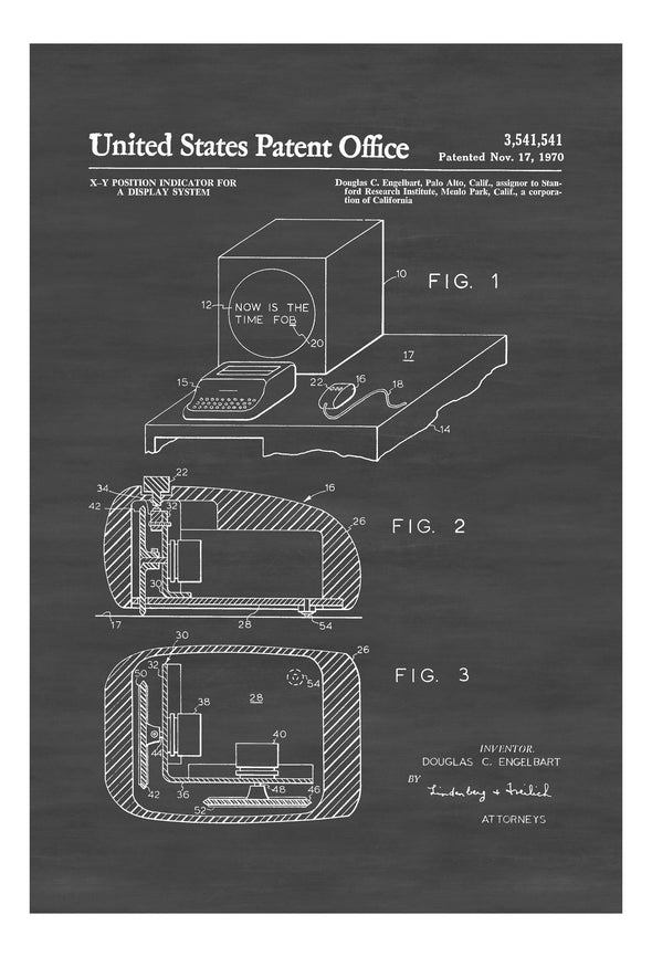 First Computer Mouse Patent - Patent Print, Wall Decor, Computer Decor, Vintage Computer, Old Computer, Computer Patent, Geek Gift Art Prints mypatentprints 10X15 Parchment 