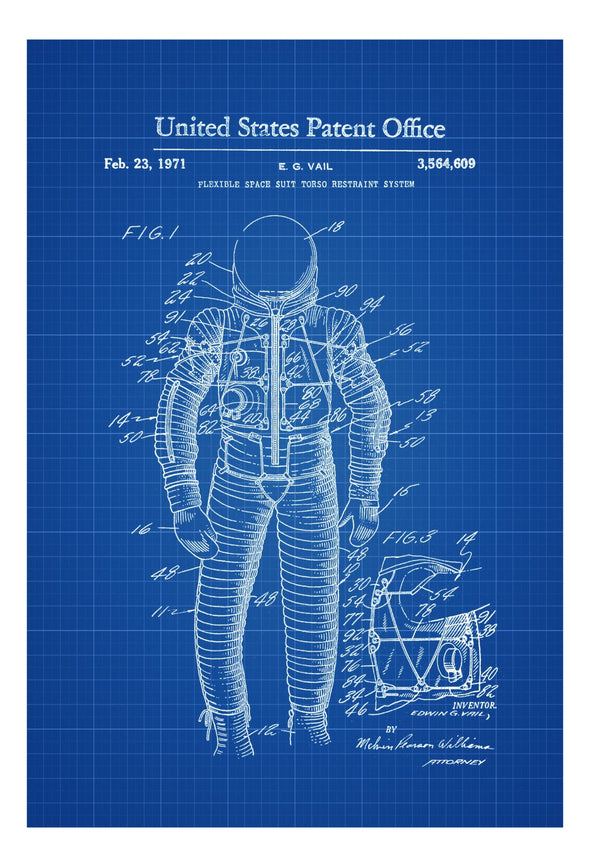Flexible Space Suit Patent - Astronaut, Space Art, Space Poster, Space Program, Space Program, Aircraft Decor, Aviation Art, Pilot Gift