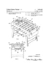 Foosball Table Patent 1975 - Patent Print, Wall Decor, Soccer Table, Basement Decor, Game Room Decor, Foosball Patent