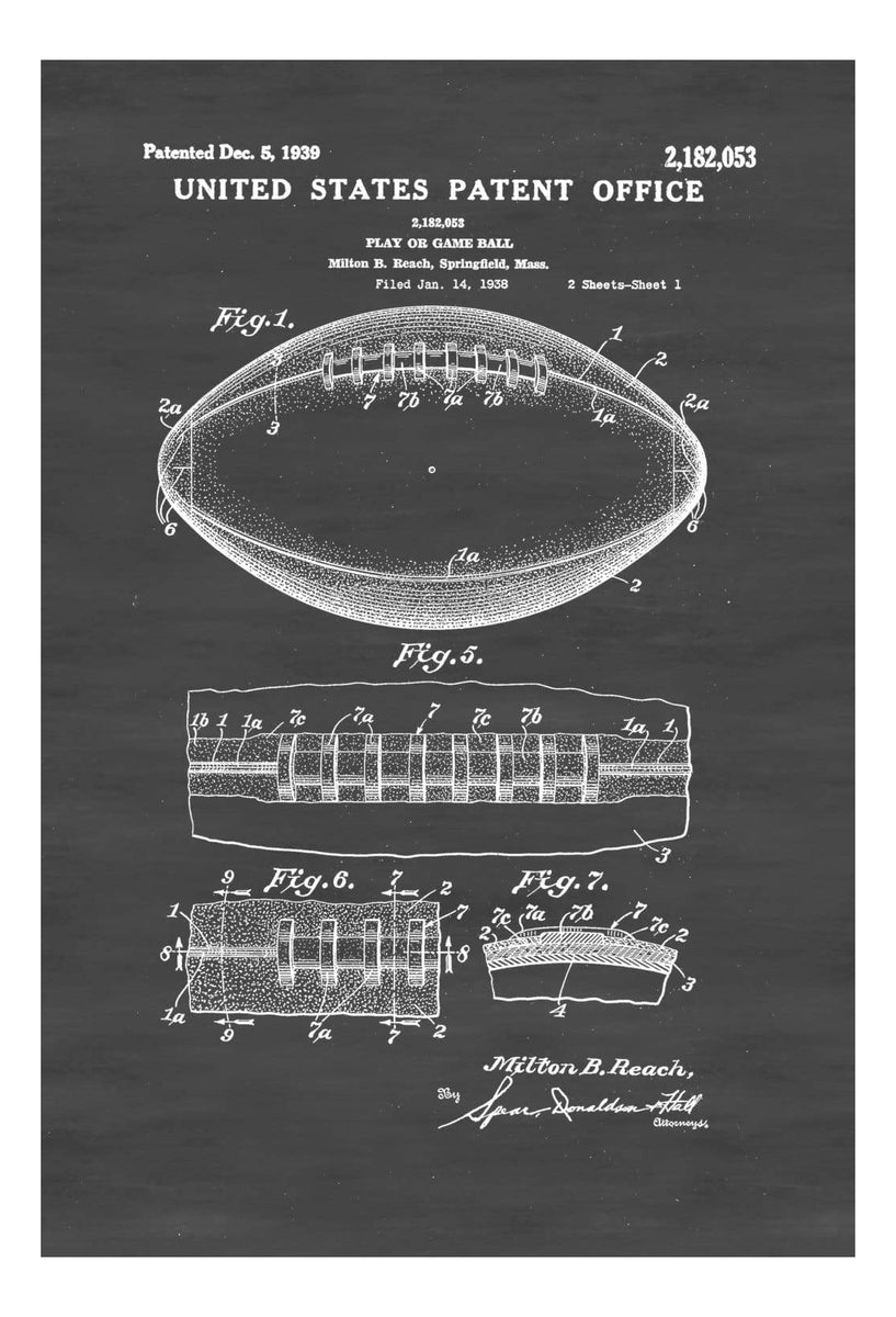 Football Ball Patent - Patent Print, Wall Decor, Football Art, Sports ...