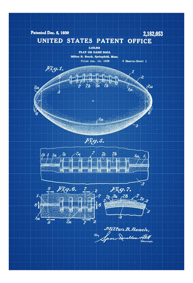 Football Ball Patent - Patent Print, Wall Decor, Football Art, Sports Art, Football Fan mws_apo_generated mypatentprints Blueprint #MWS Options 1163110942 