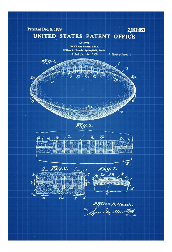Football Ball Patent - Patent Print, Wall Decor, Football Art, Sports Art, Football Fan mws_apo_generated mypatentprints Parchment #MWS Options 1056220505 