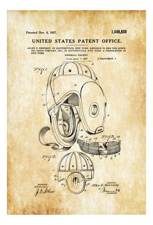 Football Helmet Patent - Patent Print, Wall Decor, Football Art, Sports Art, Football Fan, Football Helmet Blueprint