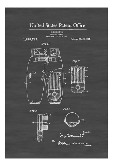 Football Pants Patent 1917 - Patent Prints, Football Art, Sports Art, Football Fan, Football Gear, Football Decor, Vintage Football Art mws_apo_generated mypatentprints Parchment #MWS Options 3691883002 