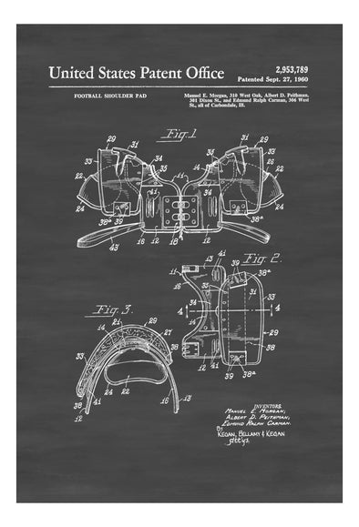 Football Shoulder Pad Patent 1960 - Patent Print, Wall Decor, Football Art, Sports Art, Football Fan, Football Player, Football Patent mws_apo_generated mypatentprints Chalkboard #MWS Options 3284313492 