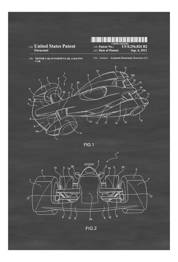 Formula One Racing Car Patent - Patent Print, Wall Decor, Automobile Decor, Automobile Art, Racing Car, Ferrari Patent