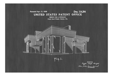 Frank Lloyd Wright House Design Patent - Decor, Patent Print, Wall Decor, Frank Lloyd Wright House, Frank Lloyd Wright Patent