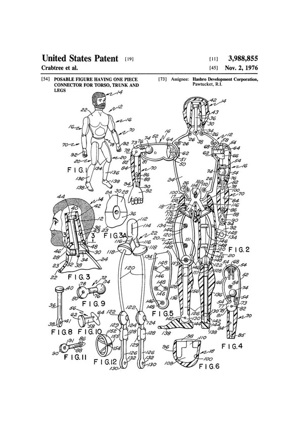 G.I. Action Figure Patent Poster - Vintage Toys, Retro Toys, Boys Room Wall Decor, Hasbro, G.I. Joe Patent, Toy Patent,