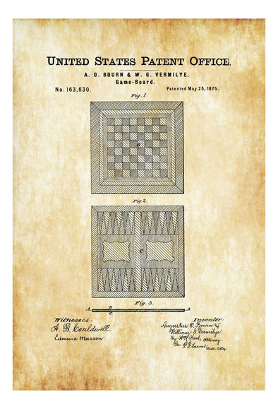 Game Board Patent - Patent Print, Game Room Decor, Game Night, Board Game Patent, Game Room Art, Vintage Games, Game Patent, Chess Board Art Prints mypatentprints 10X15 Parchment 