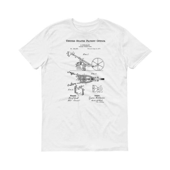 Garden Wheel-Hoes Patent T-Shirt - Patent Shirt, Vintage Equipment, Antique Gardening Tools, Patent Shirt, Gardening T-Shirt, Hoes Patent Shirts mypatentprints 