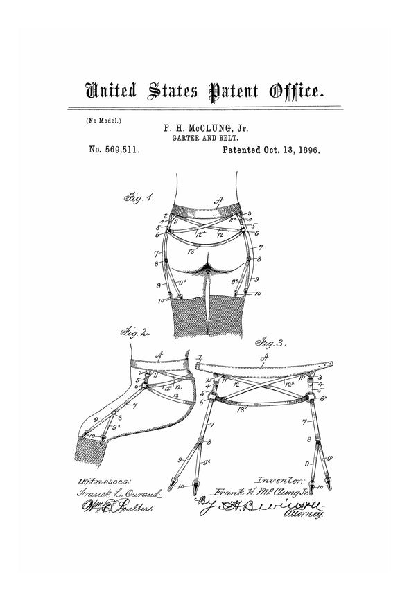 Garter Belt Patent - Vanity Decor, Girls Gift, Fashion Art, Girls Room Decor, Fashion Decor, Boutique Decor, Vintage Garter, Garter Patent Art Prints mypatentprints 