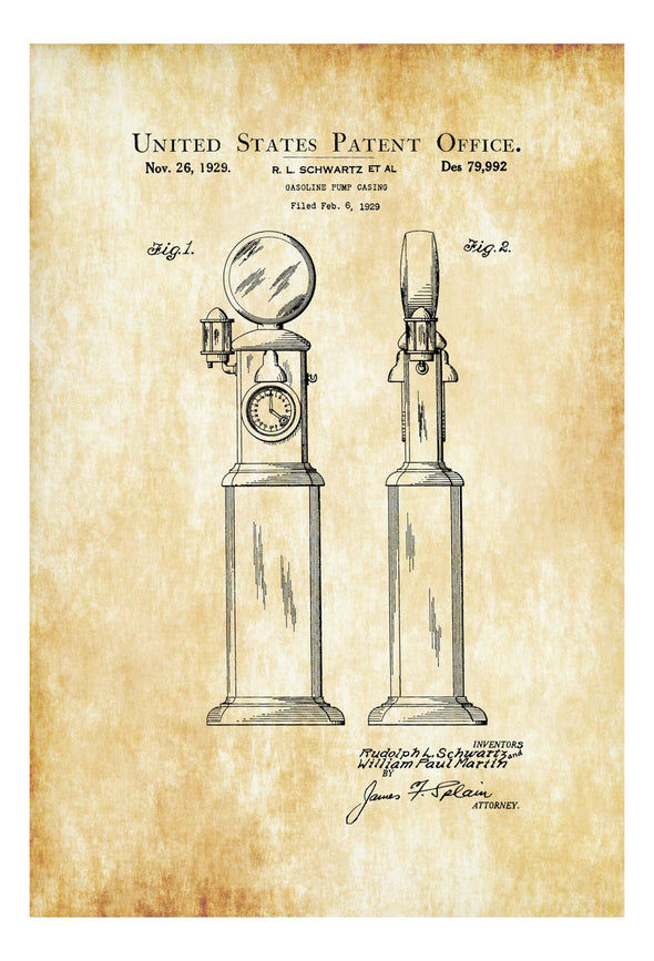 Gas Pump Patent Print 1929 - Garage Decor, Gas Station Decor, Garage Decor, Man Cave Decor, Car Lover Gift, Gas Pump Poster, Garage Poster Art Prints mypatentprints 10X15 Parchment 