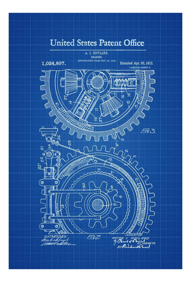 Gearing Patent 1912 - Patent Print, Garage Decor, Workshop Decor,  Industrial Decor, Tool Art, Mechanical Engineer, Engineer Gift, Gears