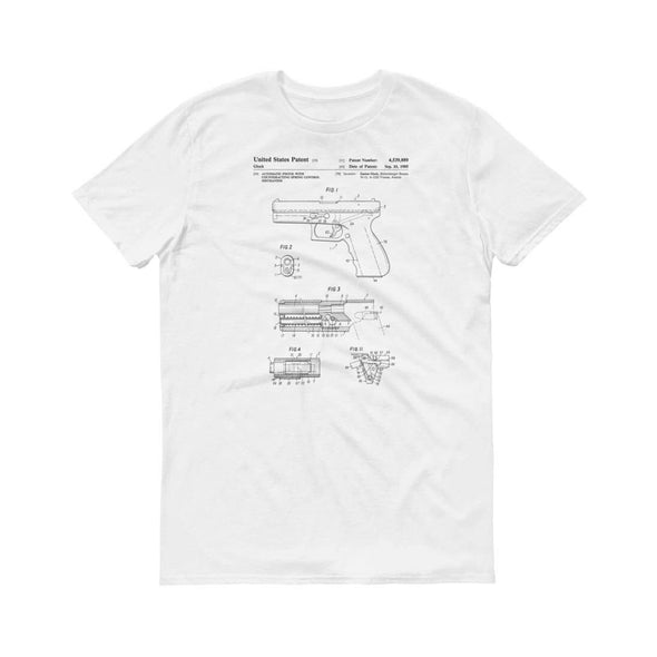 Glock Pistol Patent T-Shirt - Patent Shirt, Old Patent T-shirt, Gun t-shirt, Firearm t-shirt, Pistol t-shirt, Weapon T-Shirt, Glock T-Shirt Shirts mypatentprints 