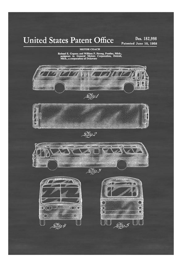 GM Motor Coach - Patent Print, Wall Decor, Automobile Decor, Automobile Art, Car Patent, Auto Patent, GM Motor Coach Print Art Prints mypatentprints 