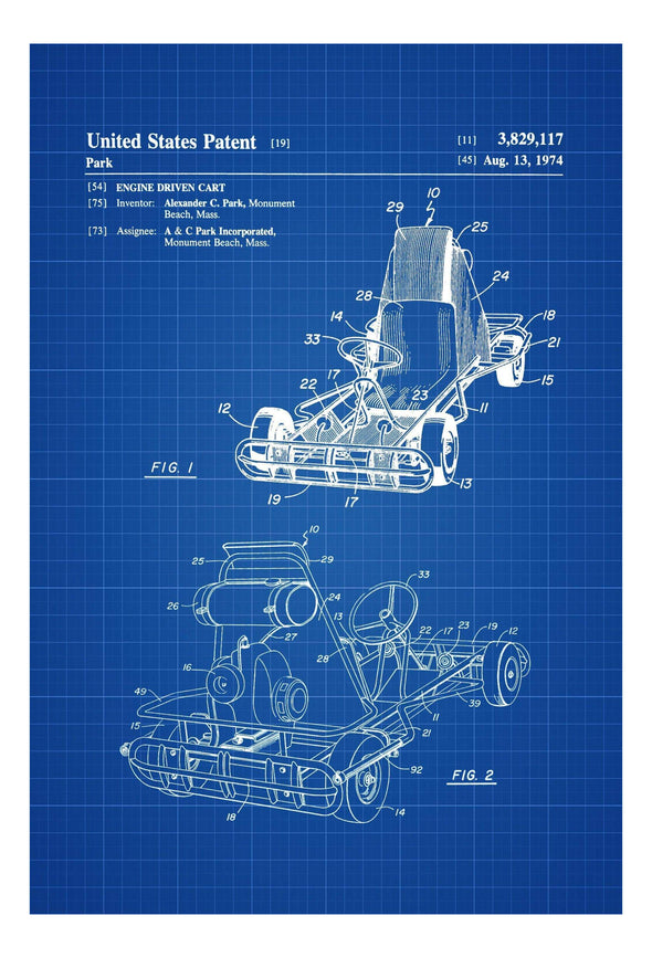 Go Kart Patent - Patent Print, Wall Décor, Go Kart Art, Game Room Decor, Kart Racing, Racing Patent, Karting, Garage Decor, Man Cave Poster Art Prints mypatentprints 10X15 Parchment 