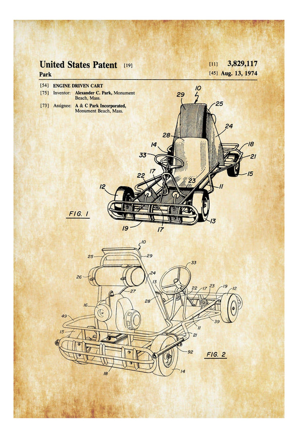 Go Kart Patent - Patent Print, Wall Décor, Go Kart Art, Game Room Decor, Kart Racing, Racing Patent, Karting, Garage Decor, Man Cave Poster Art Prints mypatentprints 