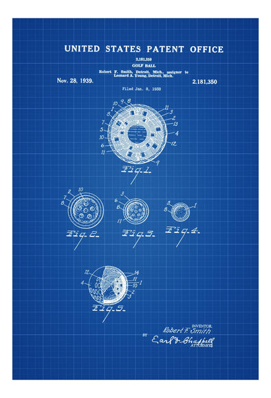Golf Ball Patent - Patent Print, Wall Decor, Golf Art, Golfer Gift, Golfing Print, Golf Players