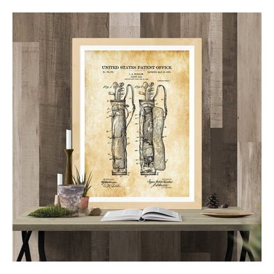 Golf Caddy Bag Patent Print 1905 - Wall Decor, Golf Art, Golfer Gift, Golfing Print, Golf Players, Vintage Golf, Golf Poster, Golf Decor mws_apo_generated mypatentprints Parchment #MWS Options 1505601235 