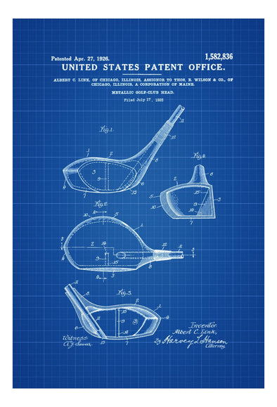 Golf Club Head Patent - Patent Print, Wall Decor, Golf Art, Golfer Gift, Golfing Print, Golf Players, Vintage Golf, Golf Poster, Golf Decor mws_apo_generated mypatentprints Chalkboard #MWS Options 3181554264 