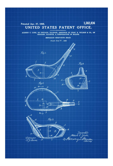 Golf Club Head Patent - Patent Print, Wall Decor, Golf Art, Golfer Gift, Golfing Print, Golf Players, Vintage Golf, Golf Poster, Golf Decor mws_apo_generated mypatentprints Blueprint #MWS Options 1643488618 