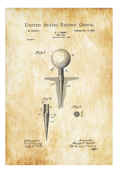 Golf Tee Patent - Patent Print, Wall Decor, Golf Art, Golfer Gift, Golfing Print, Golf Players, Vintage Golf, Golf Poster, Golf Decor