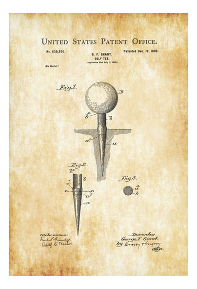 Golf Tee Patent - Patent Print, Wall Decor, Golf Art, Golfer Gift, Golfing Print, Golf Players, Vintage Golf, Golf Poster, Golf Decor mws_apo_generated mypatentprints Parchment #MWS Options 1004119380 
