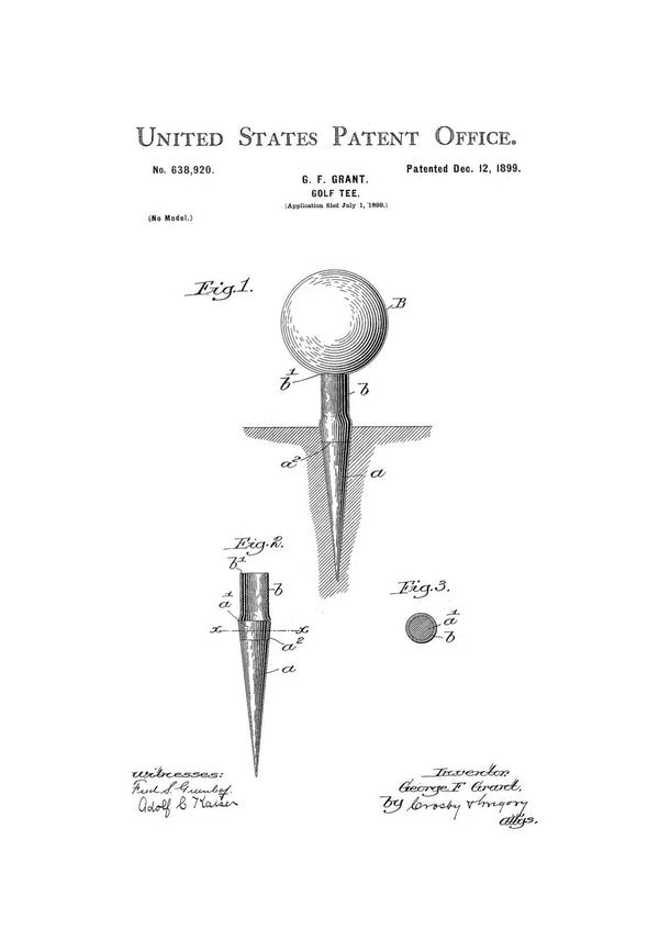 Golf Tee Patent - Patent Print, Wall Decor, Golf Art, Golfer Gift, Golfing Print, Golf Players, Vintage Golf, Golf Poster, Golf Decor