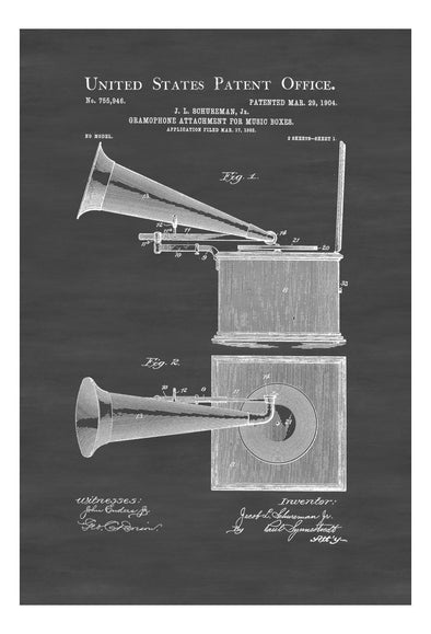 Gramophone Box Patent - Patent Print, Wall Decor, Gramophone Poster, Patent, Home Theater Decor, Music Buff, Vintage Record Player mws_apo_generated mypatentprints Blueprint #MWS Options 2001774067 