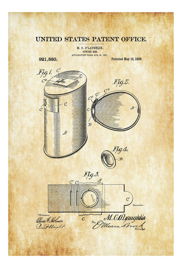 Gun Powder Keg Patent 1909 - Patent Print, Gun Art, Firearm Art, Western Art, Firearm Patent, Law Enforcement Gift, Bullet Patent Art Prints mypatentprints 10X15 Parchment 