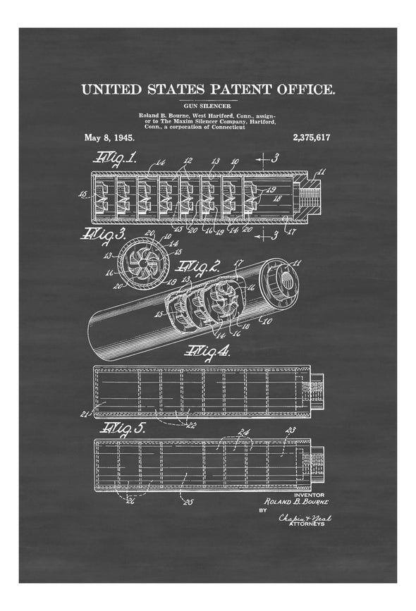 Gun Silencer Patent - Patent Print, Wall Décor, Gun Art, Firearm Art, Silencer Patent, Weapon Patent, Gun Patent, Gun Silencer, Spy Art Art Prints mypatentprints 10X15 Parchment 