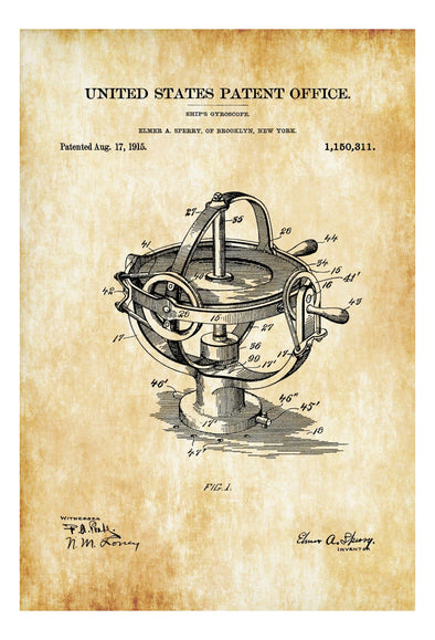 GyroCompass Patent- Vintage Nautical, Sailing Decor, Nautical Decor, Beach House Decor, Astronomy Compass, Solarometer, Nautical Compass Art Prints mypatentprints 5X7 Blueprint 
