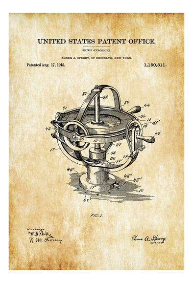 GyroCompass Patent- Vintage Nautical, Sailing Decor, Nautical Decor, Beach House Decor, Astronomy Compass, Solarometer, Nautical Compass mws_apo_generated mypatentprints Blueprint #MWS Options 1048160789 