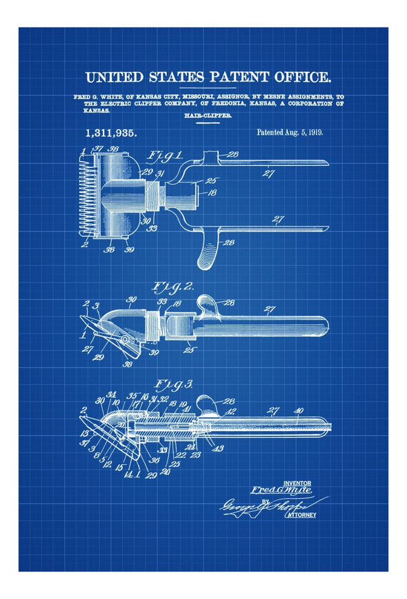 Hair Clipper Patent - Patent Print, Wall Decor, Salon Decor, Barber decor, Beauty Art mws_apo_generated mypatentprints Chalkboard #MWS Options 3072173451 