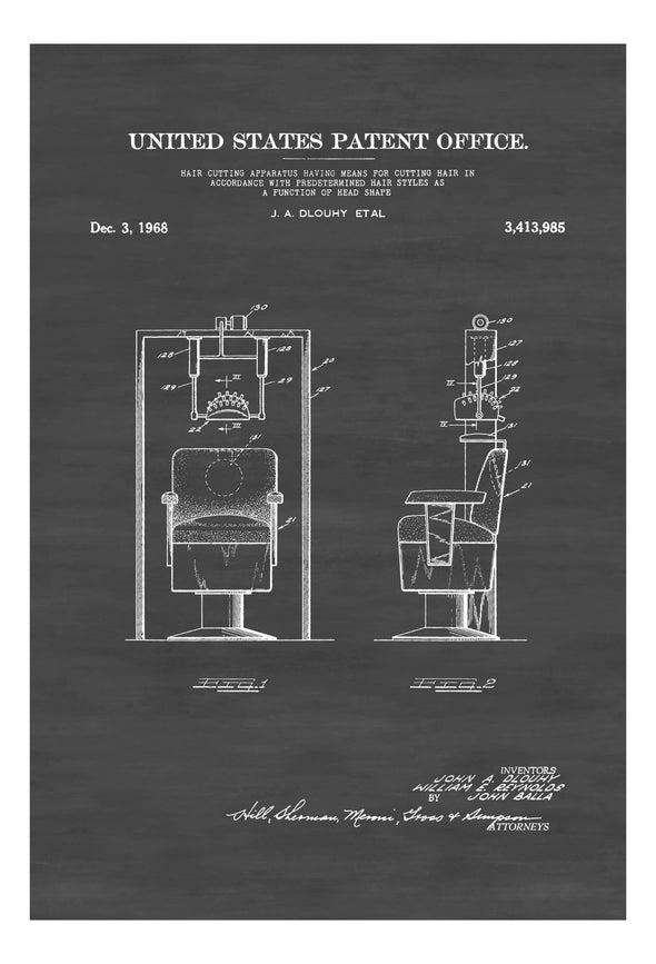 Hair Cutting Machine Patent - Patent Print, Wall Decor, Salon Decor, Barber decor, Hair Salon Art, Barber Gift, Salon Chair Apparatus Patent Art Prints mypatentprints 5X7 Blueprint 