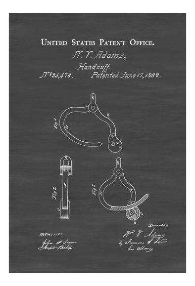 Handcuffs Patent - Patent Print, Wall Decor, Restraint Patent, Law Enforcement Gift, Police Officer Gift, Hnadcuff Patent