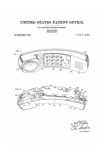 Handset Telephone Patent - Decor, Office Decor, Patent Print, Phone Patent, Telephone Patent, Telephone Blueprint, Telephone Patent Print mws_apo_generated mypatentprints Blueprint #MWS Options 1789832089 