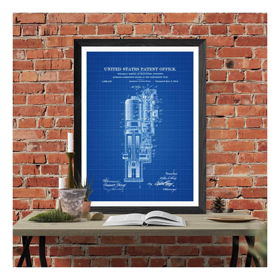 Harley Combustion Engine Patent Print 1914 - Wall Decor, Motorcycle Decor, Harley Davidson Patent, Harley Engine Blueprint Art Prints mypatentprints 10X15 Parchment 