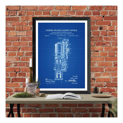 Harley Combustion Engine Patent Print 1914 - Wall Decor, Motorcycle Decor, Harley Davidson Patent, Harley Engine Blueprint mws_apo_generated mypatentprints Parchment #MWS Options 2876484056 