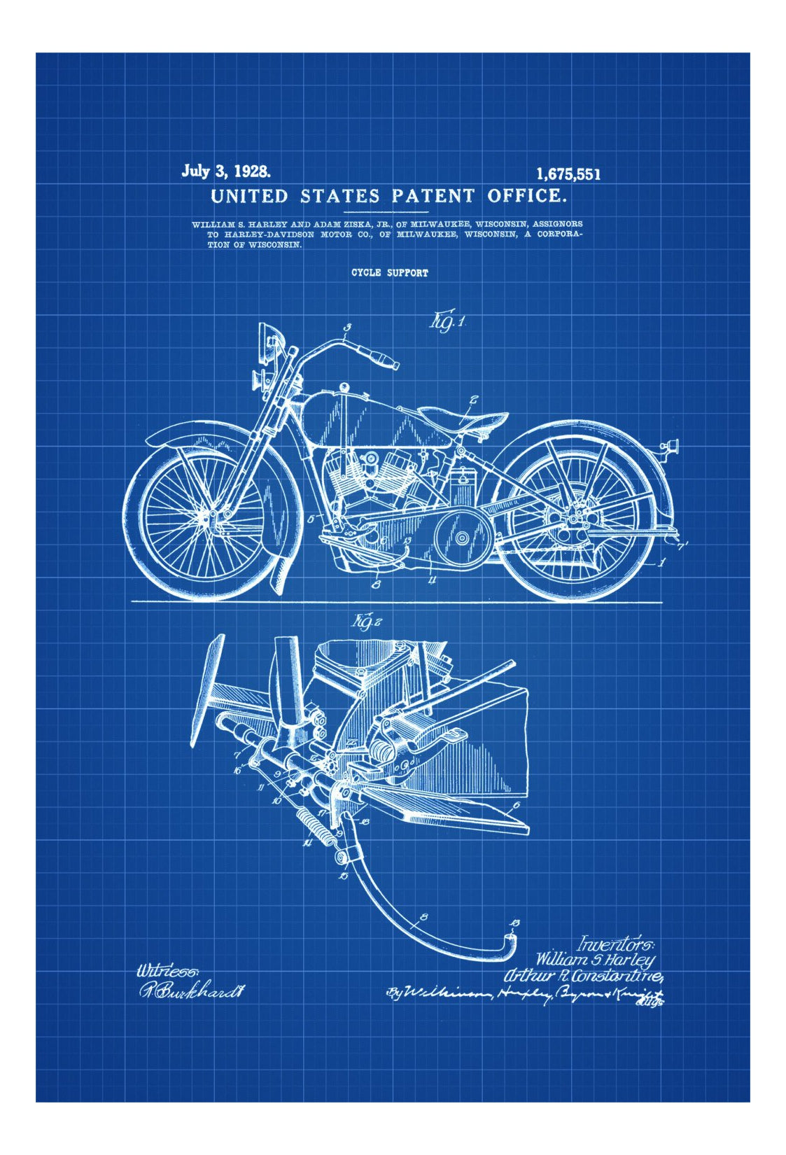 Harley Davidson Patent Prints - Framed Behind Glass 14x17 (1919 - Original HarleyEngine Harley Davidson Patent Prints - Framed Behind Glass 14x17 (1919 - Original HarleyEngine